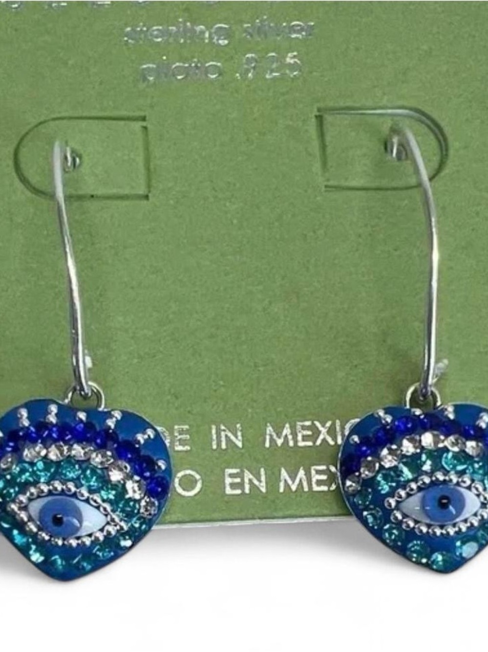 NWT Seed & Sage Blue Evil Eye Sterling Silver Earrings